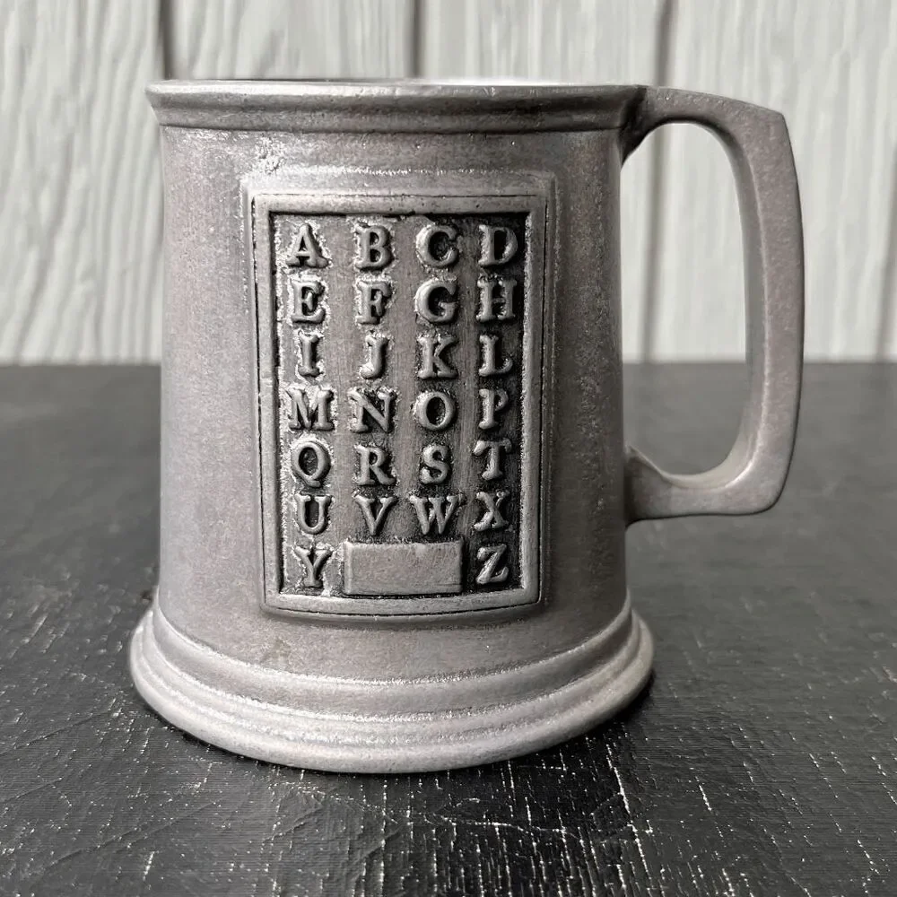 Vintage Pewter Wilton Armetale Alphabet Tankard Mug USA Decor Kids